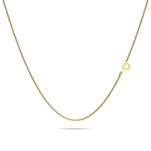 Bold Alphabet Letter Initial Charm Necklace in Gold Tone